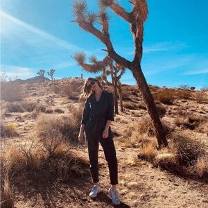 Gray/blue denim jumpsuit